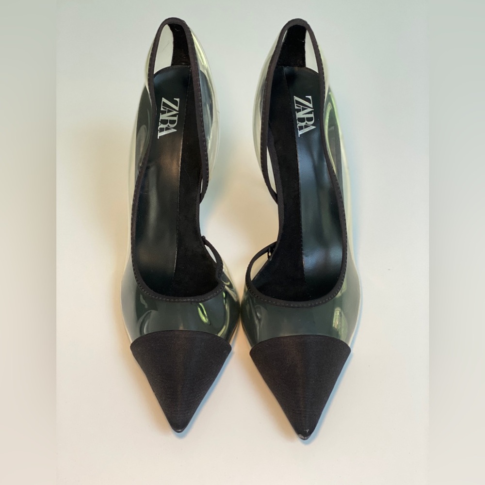 ZARA New Without Tags Black and Clear Heels Size 8